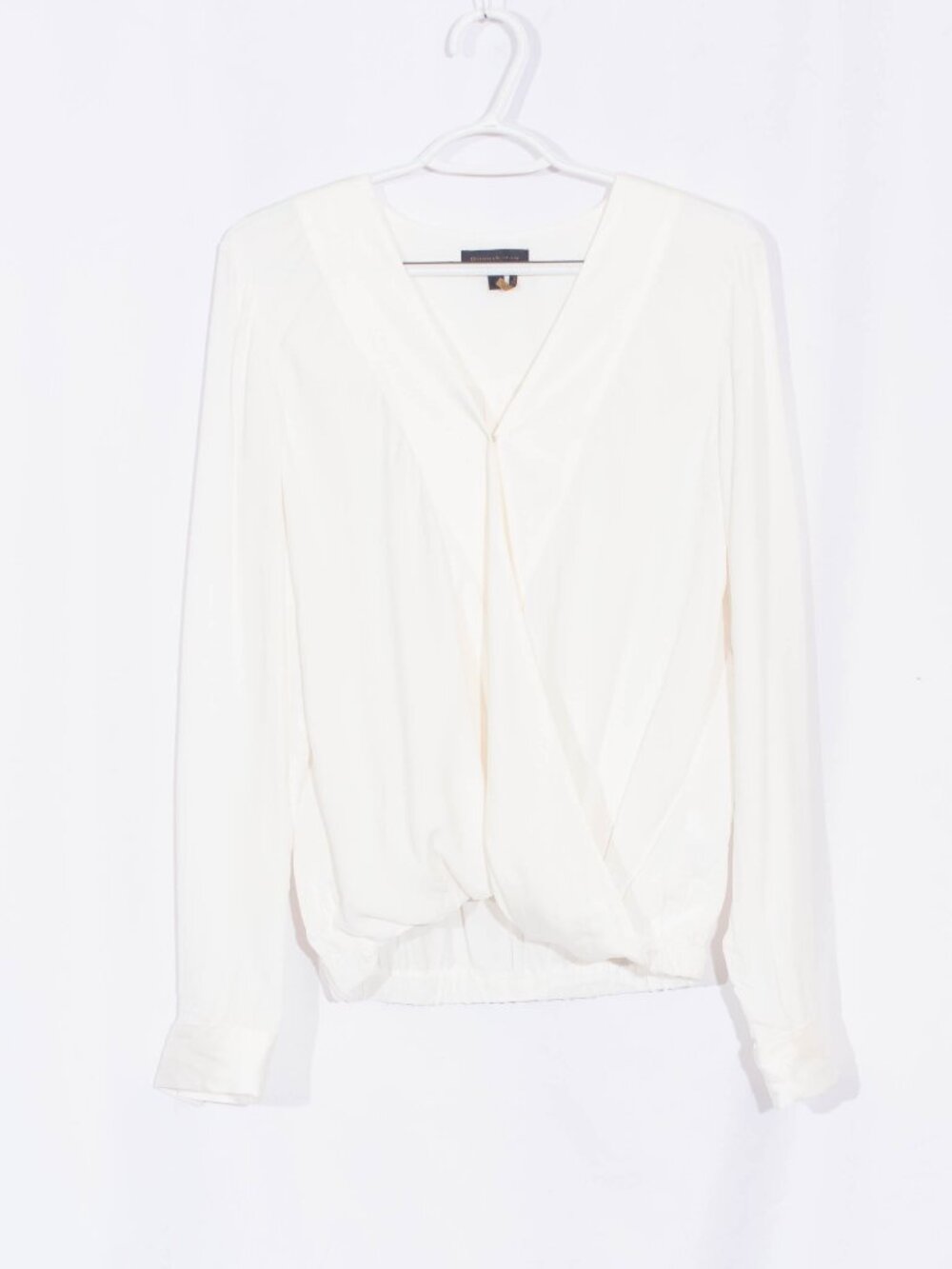 DONNA KARAN NEW YORK Cream Surplice Blouse Size L